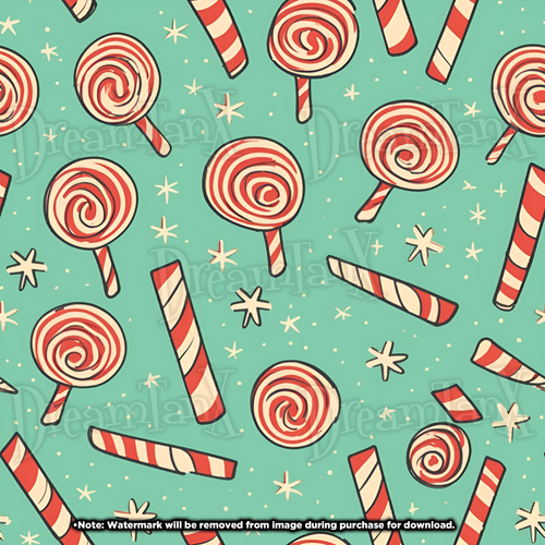 Green Red Candy Cane Lollipop Pattern