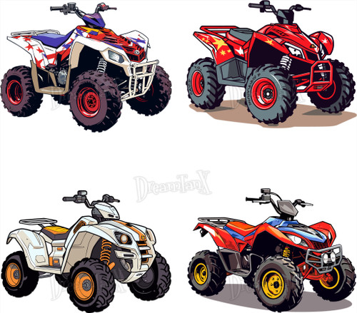ATV: Action-packed depictions of off-road adventures - Set Of 4.