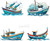 Fishing Boat: Serene and picturesque fishing boat illustrations capturing the beauty of the sea - Set Of 4.