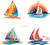Sailboat: Serene and graceful sailboat illustrations, evoking a sense of freedom on the water - Set Of 4.