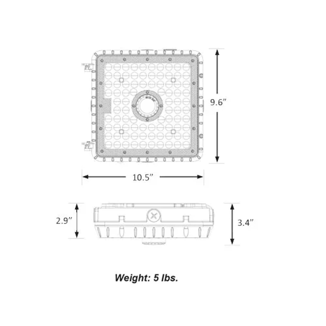 LED Canopy Light - Lumen and Kelvin Field Selectable dimensions