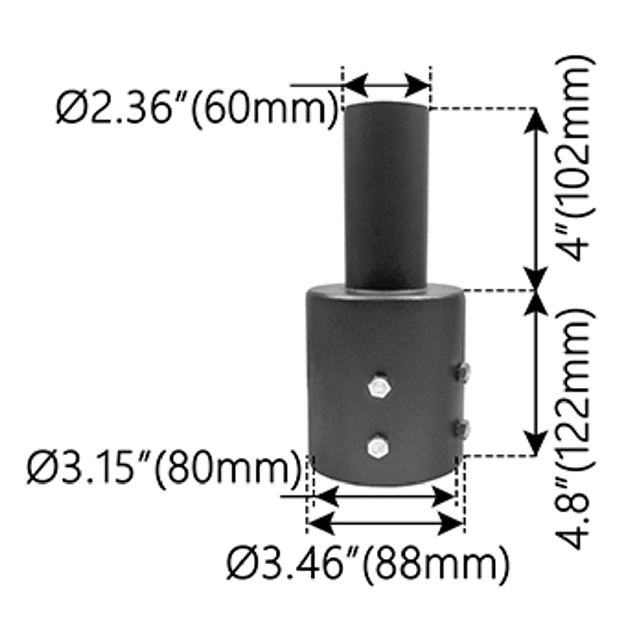 Fixture Base for 3" Round Pole Dimensions