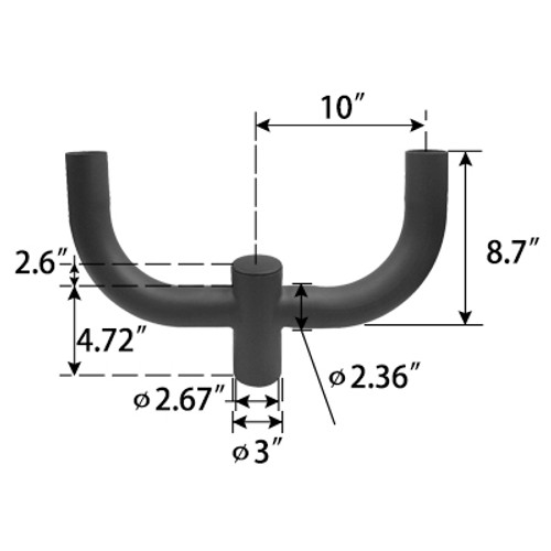 Tenon Adapter, 180 Degree Round Double Bullhorn Tenon for 2 fixtures, LED Street Light, Shoebox Parking Light, Parking Lot Pole Bracket