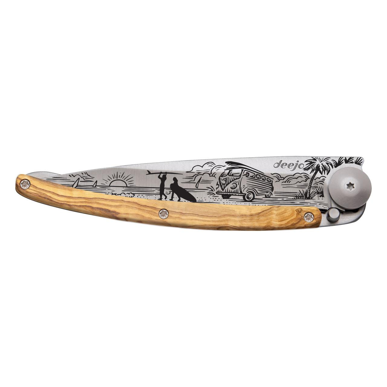Deejo 37g Knife - Olive Wood/Van Life | UK | Ultralight Outdoor Gear
