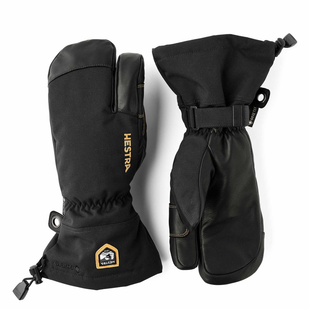 Hestra ARMY LEATHER GORETEX 3FINGER グローブ Army Leather Gore-Tex - 3 finger - Black/Natural Grey