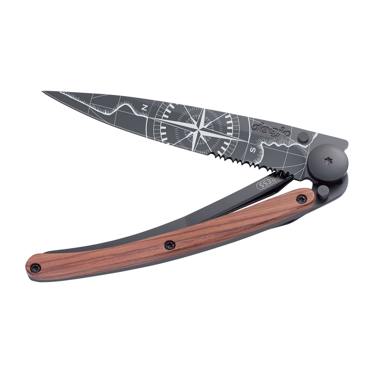 Deejo Tattoo 37g Knife with Ebony Handle, Bicycle