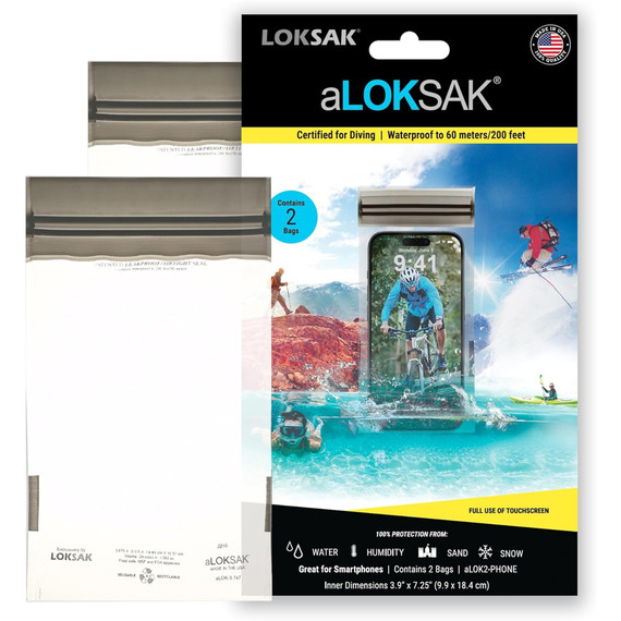ALOK2-PHONE 3.9 x 7.25 Waterproof Bags - 2 Pack