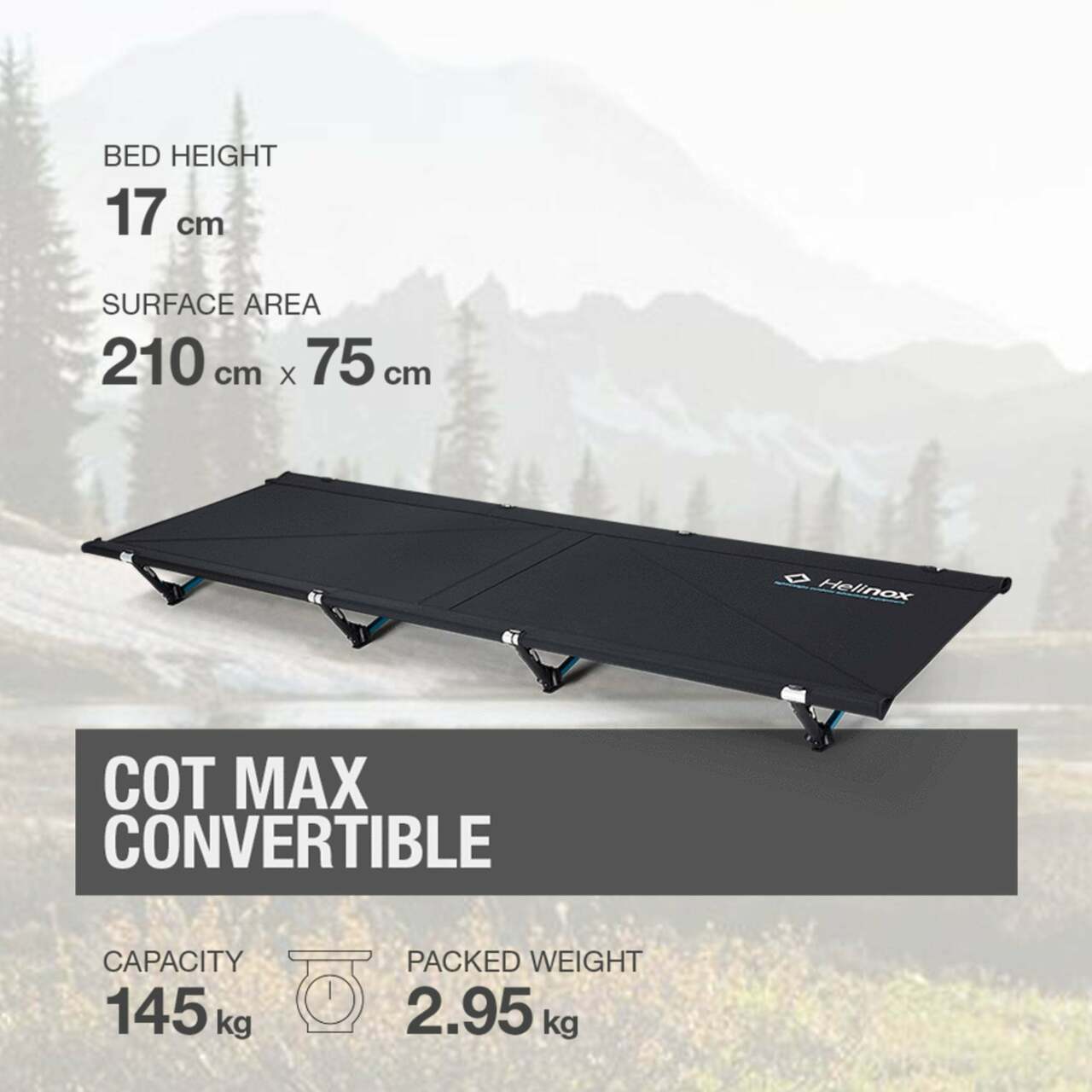 Helinox Cot Max Convertible - BK - www.stedile.com.br