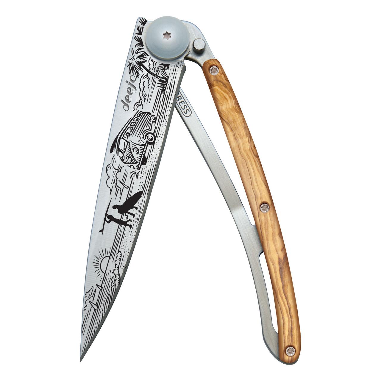 Deejo 37g Knife - Olive Wood/Van Life | UK | Ultralight Outdoor Gear