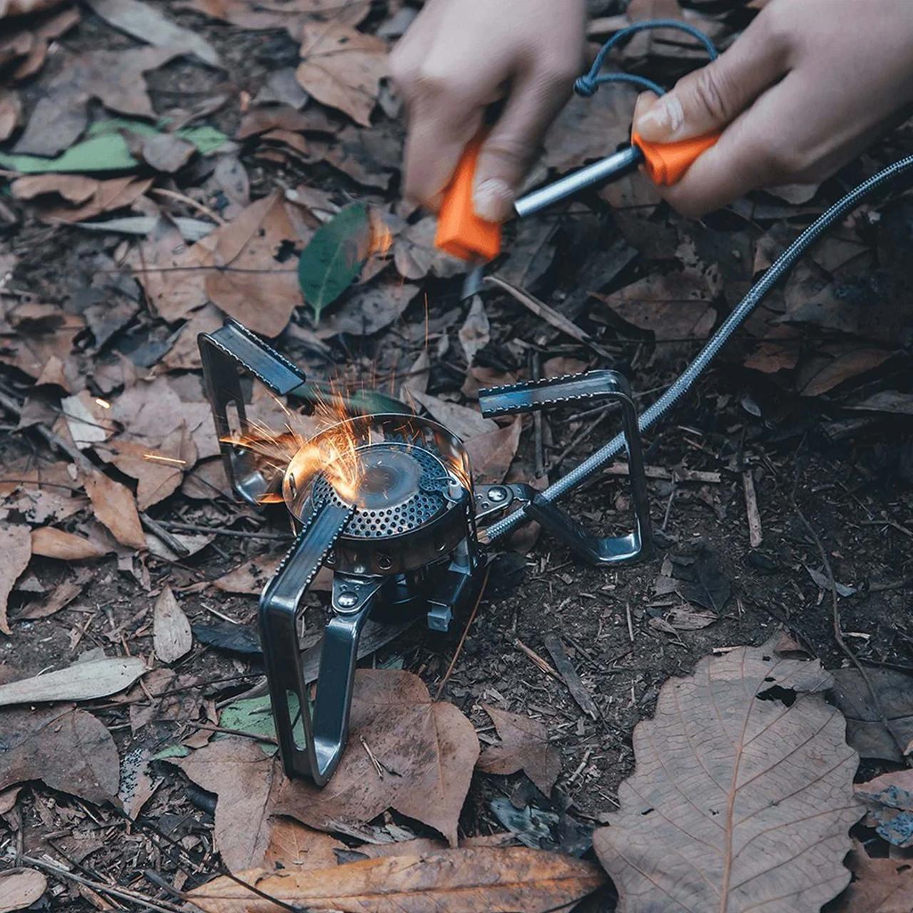 Cuisson Plein Air Compact Léger Réchaud De Camping Portable - Brûleur Inox Réglable, Allumage Piézo, Pare-Vent Pliable Brûleur Camping Réglable Inox Allumage Piézoélectrique