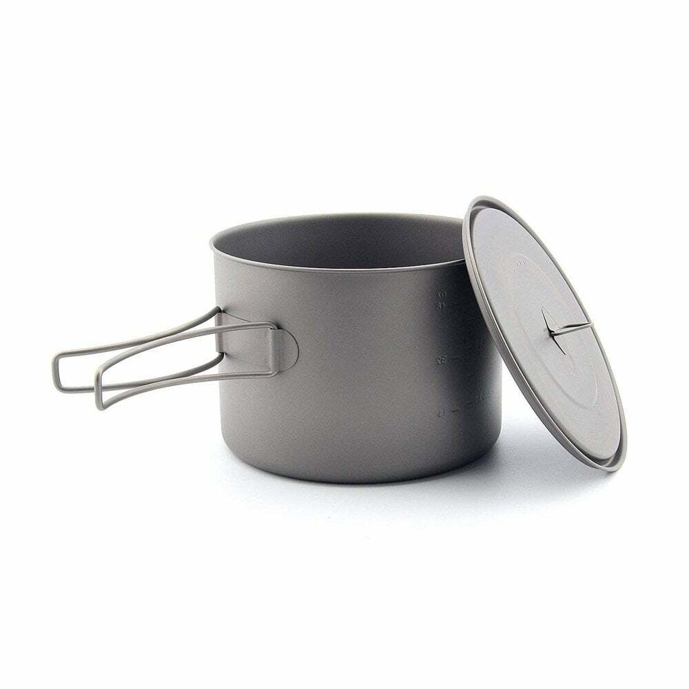 Outdoor Cooking Pot 950 Ml Titanium Pot With Handles Out