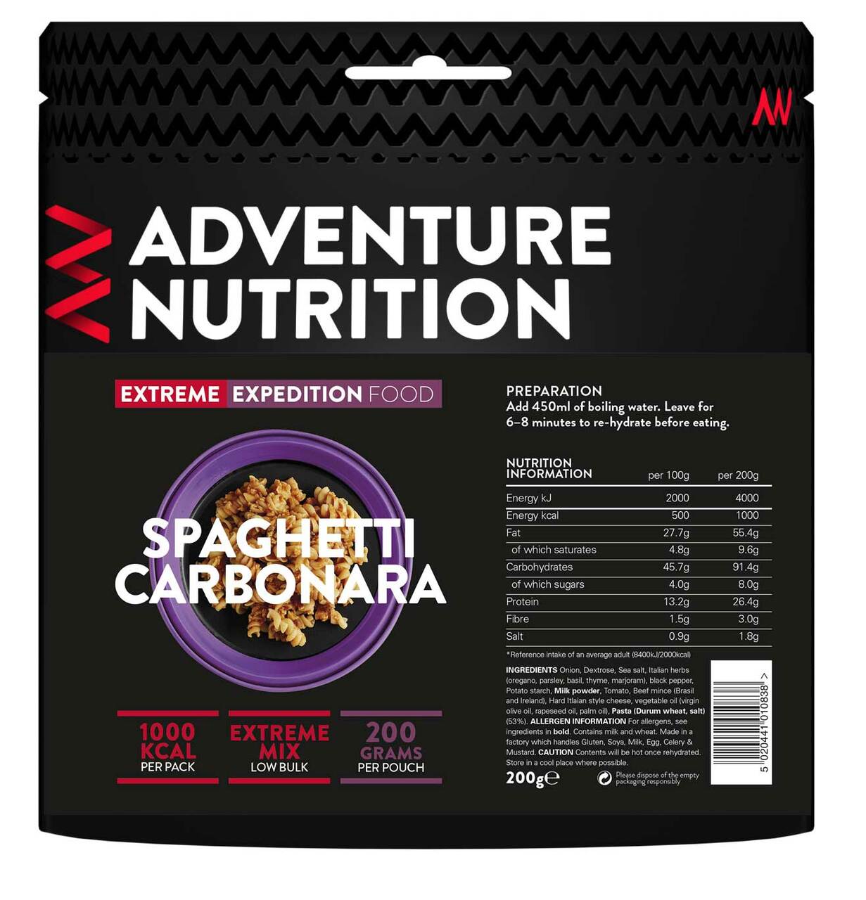 Adventure Nutrition Extreme Expedition 1000 kcal Pasta Carbonara | UK |  Ultralight Outdoor Gear