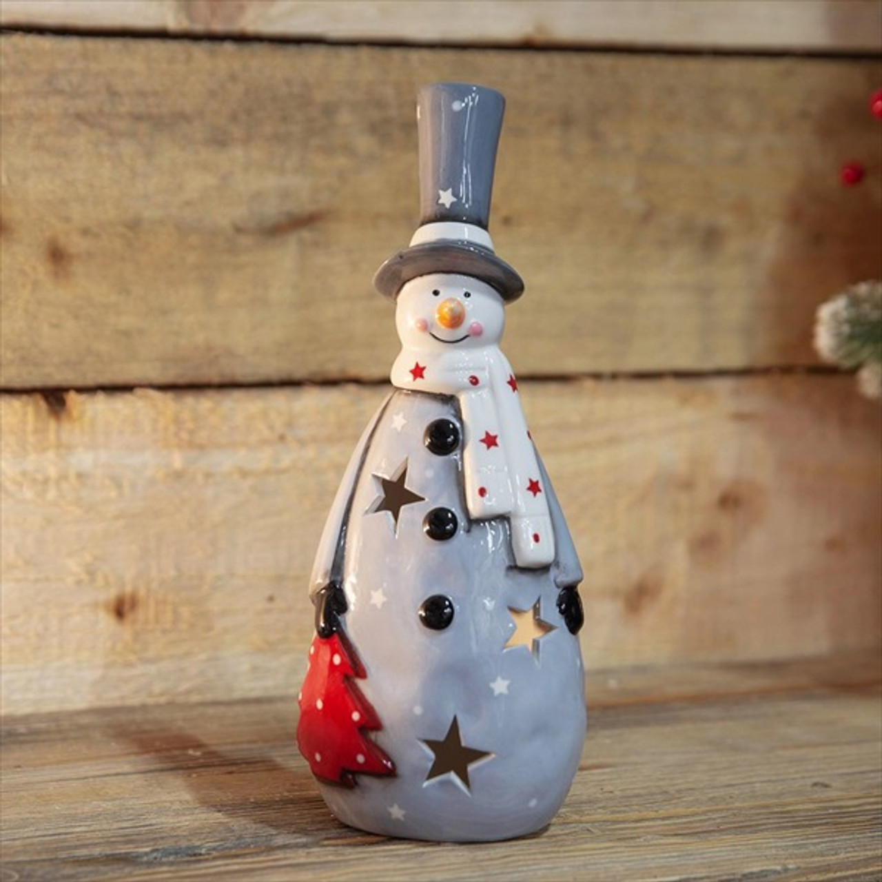 Hand painted ceramic light-up Snowman