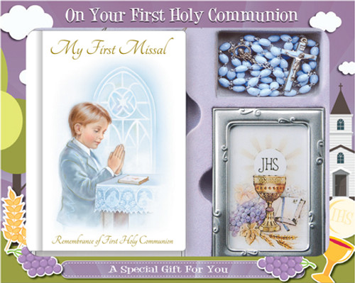 Communion Gift set with Blue Rosary