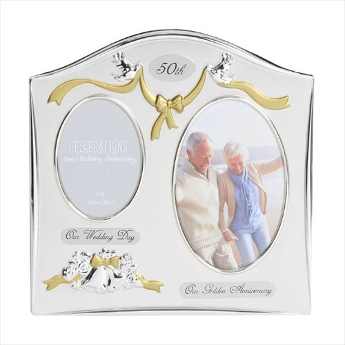 50th Golden Anniversary Silver Plated Wedding/Anniversary Photo Frame