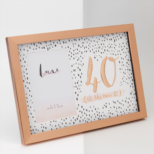 40th Birthday Luxe Rose Gold Wooden Frame