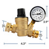 Leisure Coachworks RV Camper Water Pressure Regulator Brass LEAD FREE Adjustable Pressure Gauge