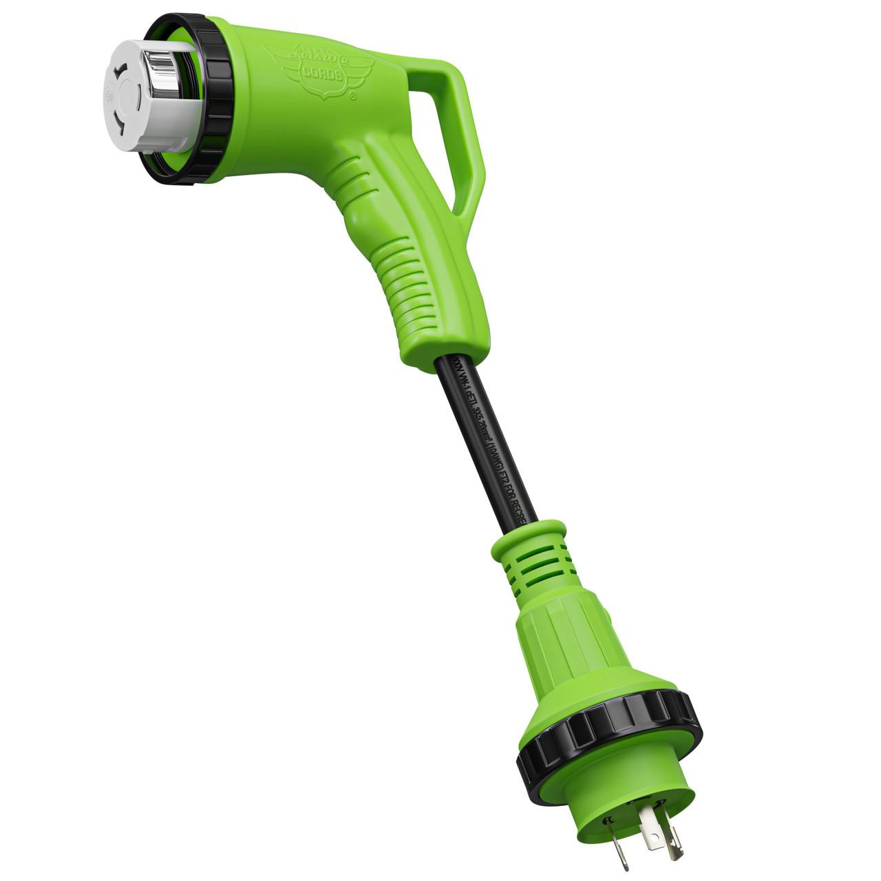  Leisure Cords 18" 50 Amp RV 90-Degree Dogbone Adapter - 30 Amp L5-30P Male to SS2-50R Female Twist Lock with Included Coupler Adapter (30 Amp Male Twist - 50 Amp Female Twist) 