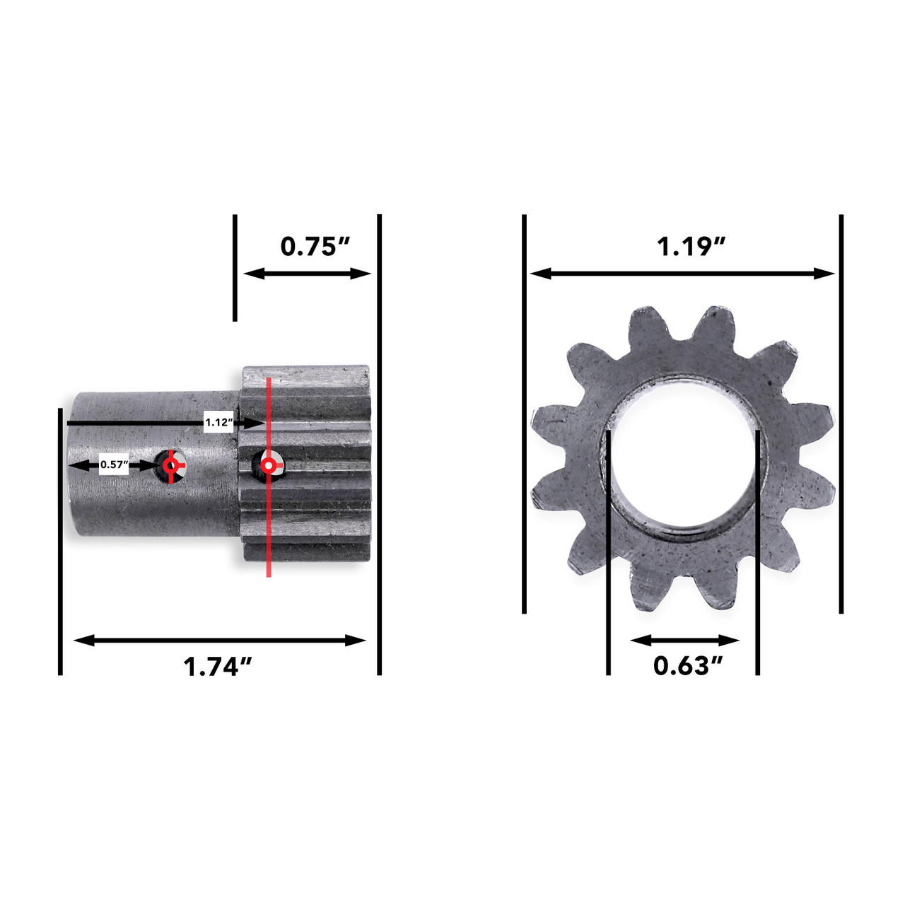 RV Slide Out System Gear 12 Tooth 3/4