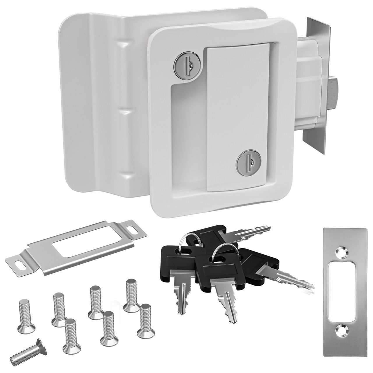  Leisure Locks RV Travel Trailer Entry Door Lock Paddle Deadbolt White 