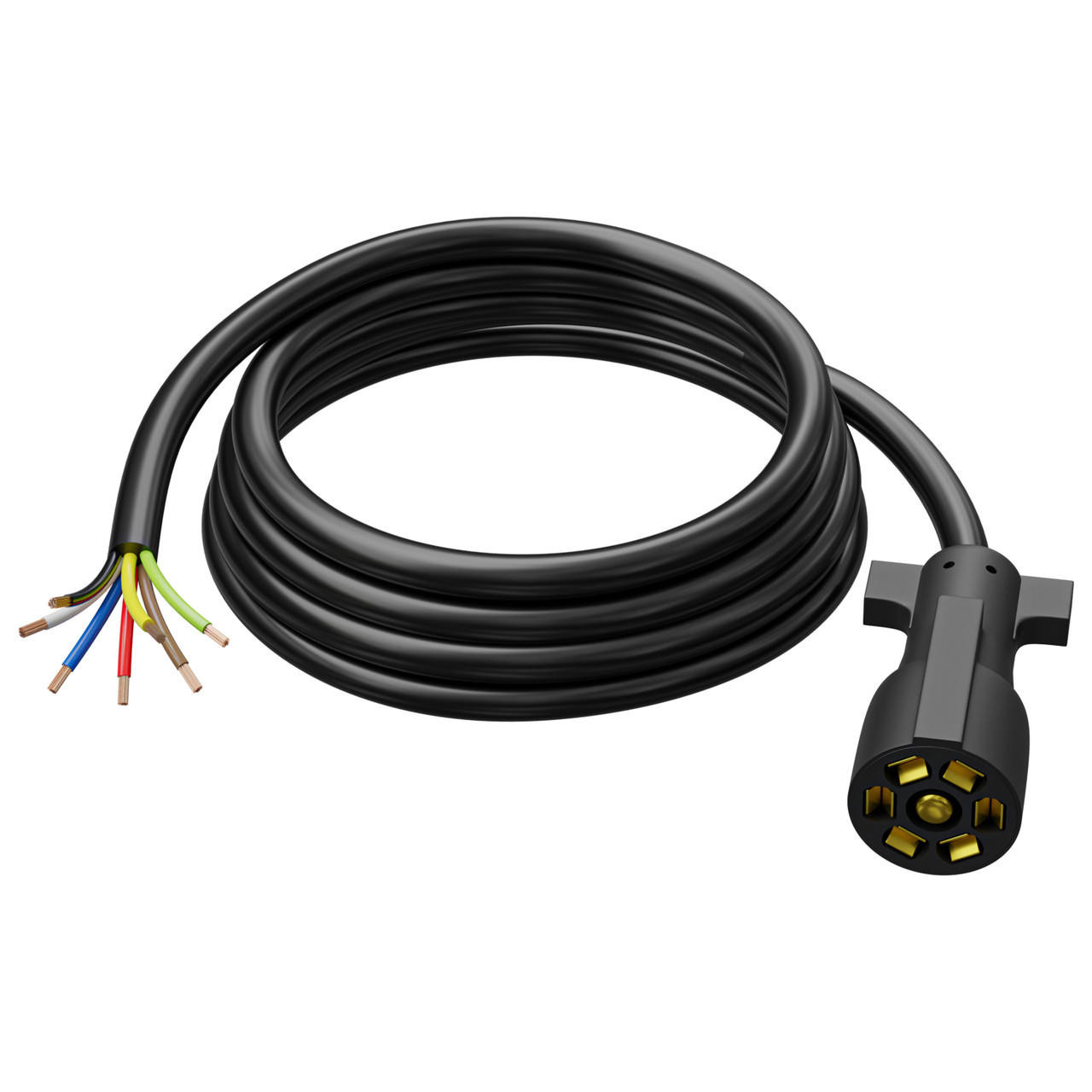 Leisure Cords 7 Way Inline Trailer Cord with Weatherproof Double Prongs Connector (8 Feet) 