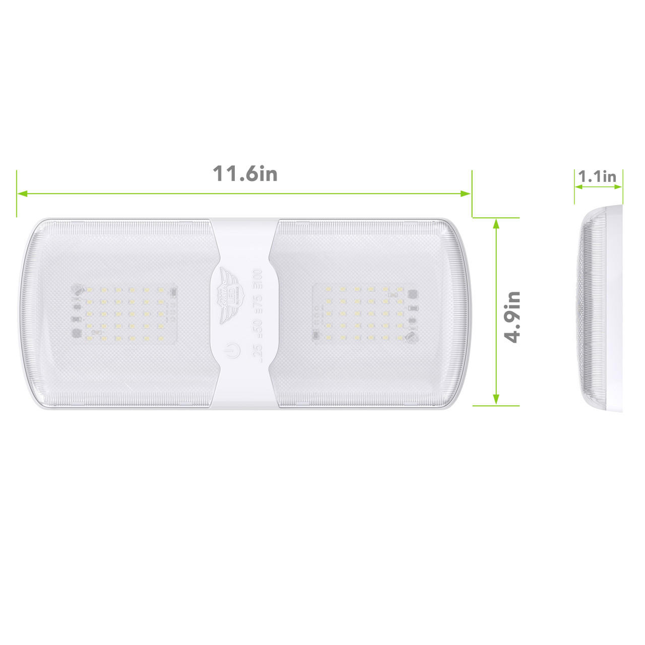 Leisure LED RV LED Ceiling Double Dome Interior Light Fixture Touch to Dim  switch Natural White 4000-4500K 60-2835SMD