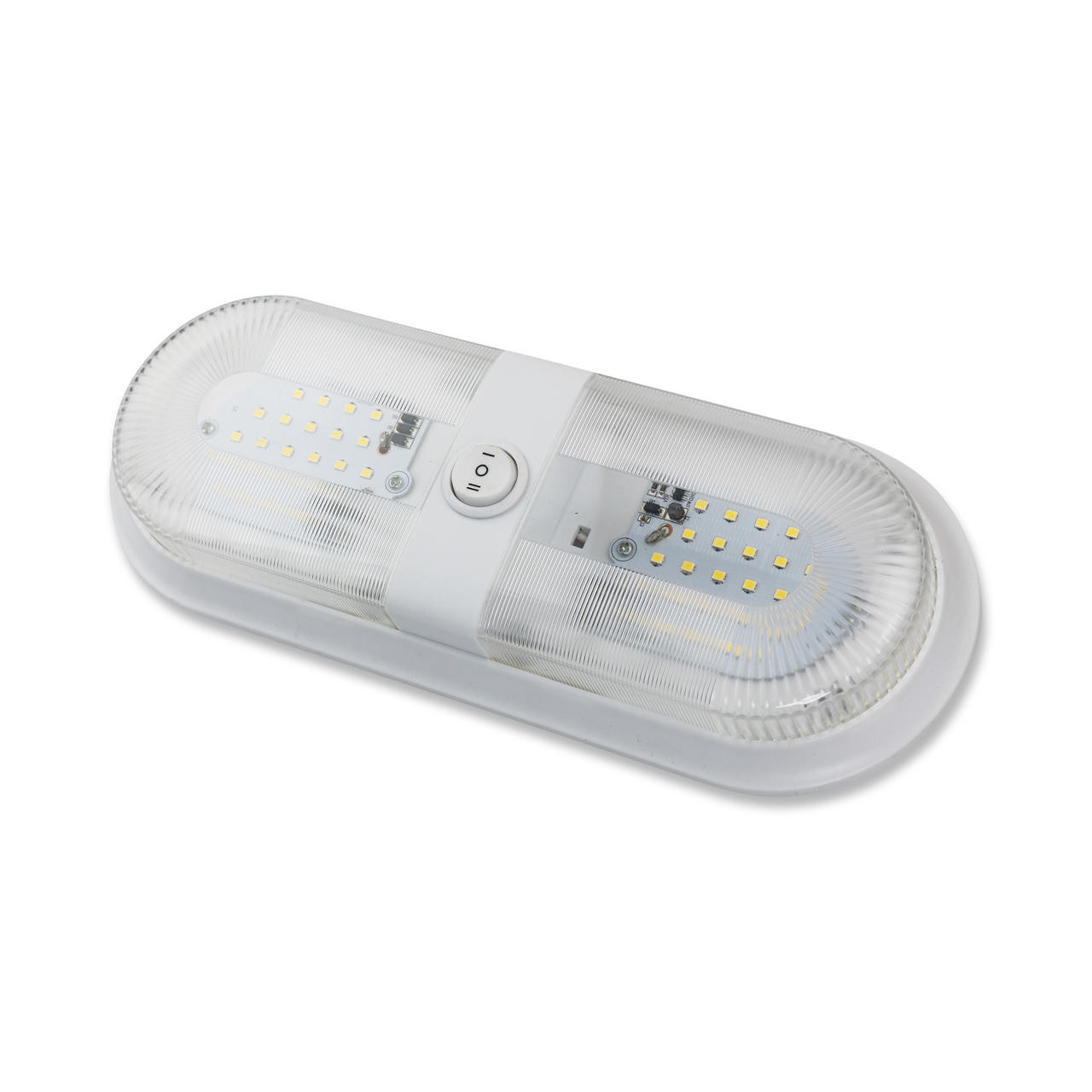 Leisure LED RV LED Ceiling Double Dome Interior Light Fixture Oval with  ON/Off Switch Natural White 4000-4500K 48-2835SMD