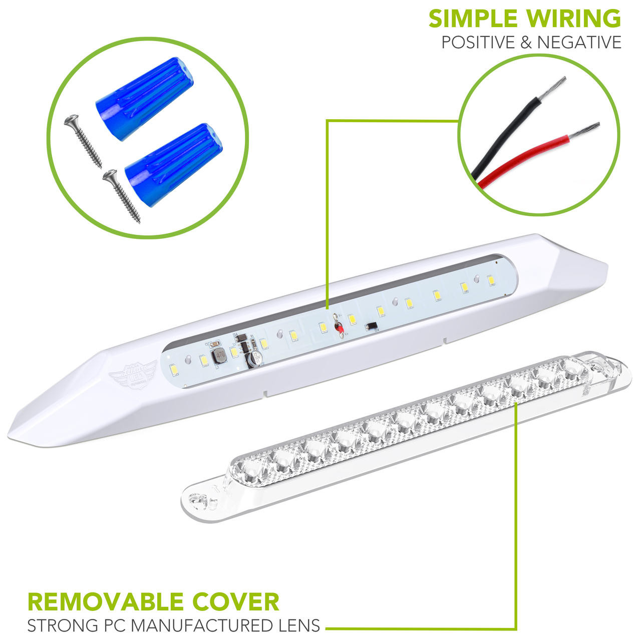 Leisure LED LED RV Exterior 13 Awning Porch Light No Switch 12 Volt