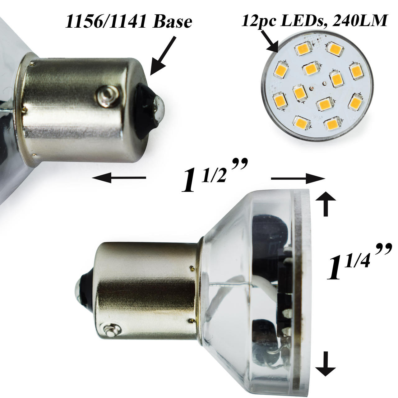 Leisure LED 1156 LED Spot Light Bulb 1156 1139 1141 1383 275 Lumen Long  Neck RV