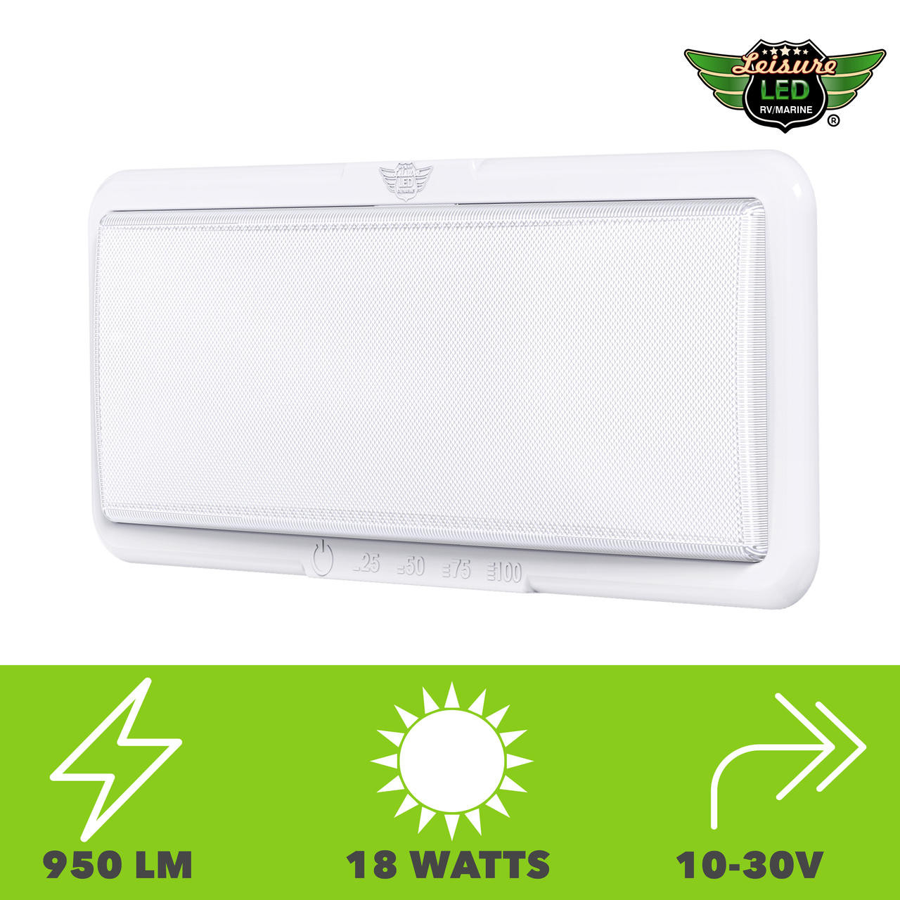 Leisure LED LED RV LED Ceiling Interior Light Fixture 950 Lumen with Touch Dimmer Switch 12V 14 x 5.5 Natural White 4000-4500K With White Trim
