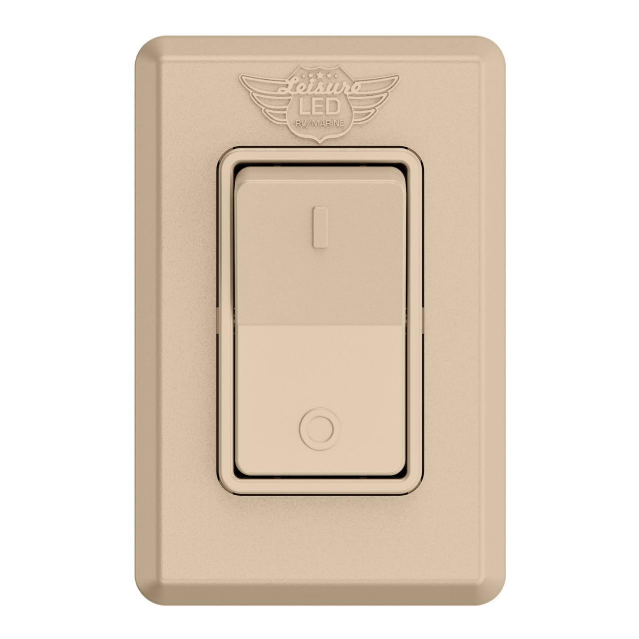  Leisure LED Modern Single SPST On-Off Switch with Bezel, 12-Volt, for RV, Trailer, Camper, with Label Sticker 