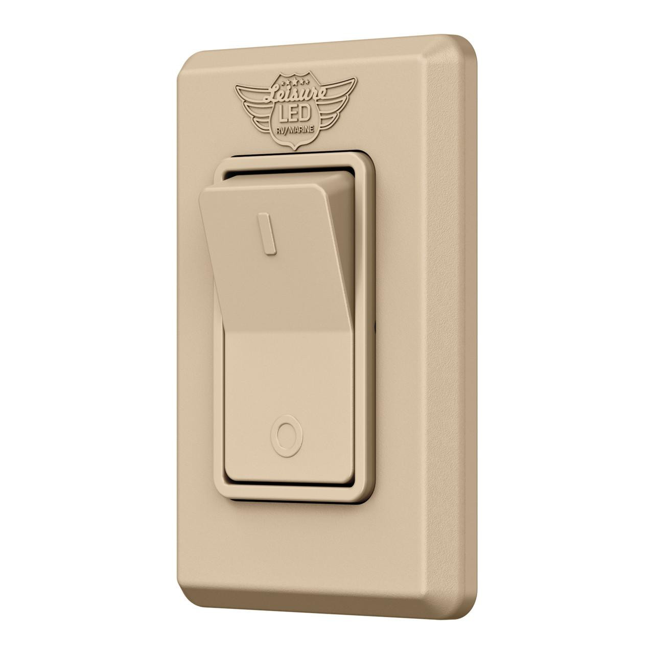  Leisure LED Modern Single SPST On-Off Switch with Bezel, 12-Volt, for RV, Trailer, Camper, with Label Sticker 