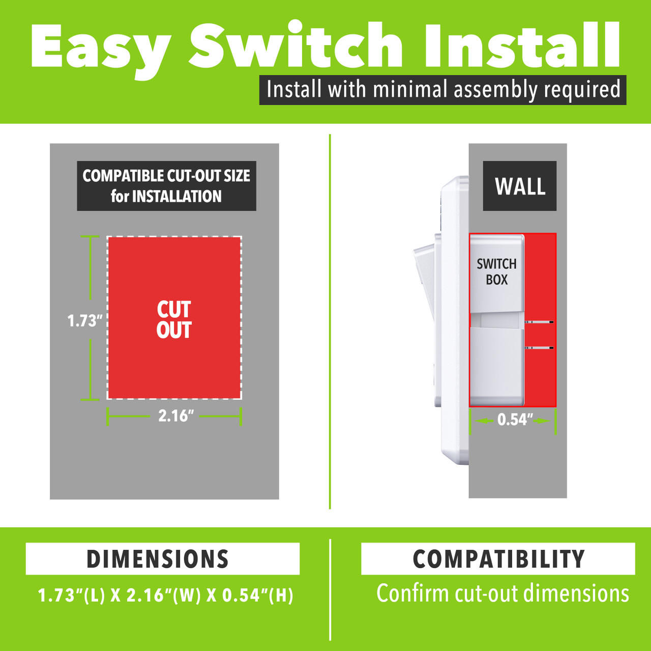 Leisure LED Modern Double SPST On-Off Switch with Bezel, 12-Volt, for RV, Trailer, Camper, with Label Sticker