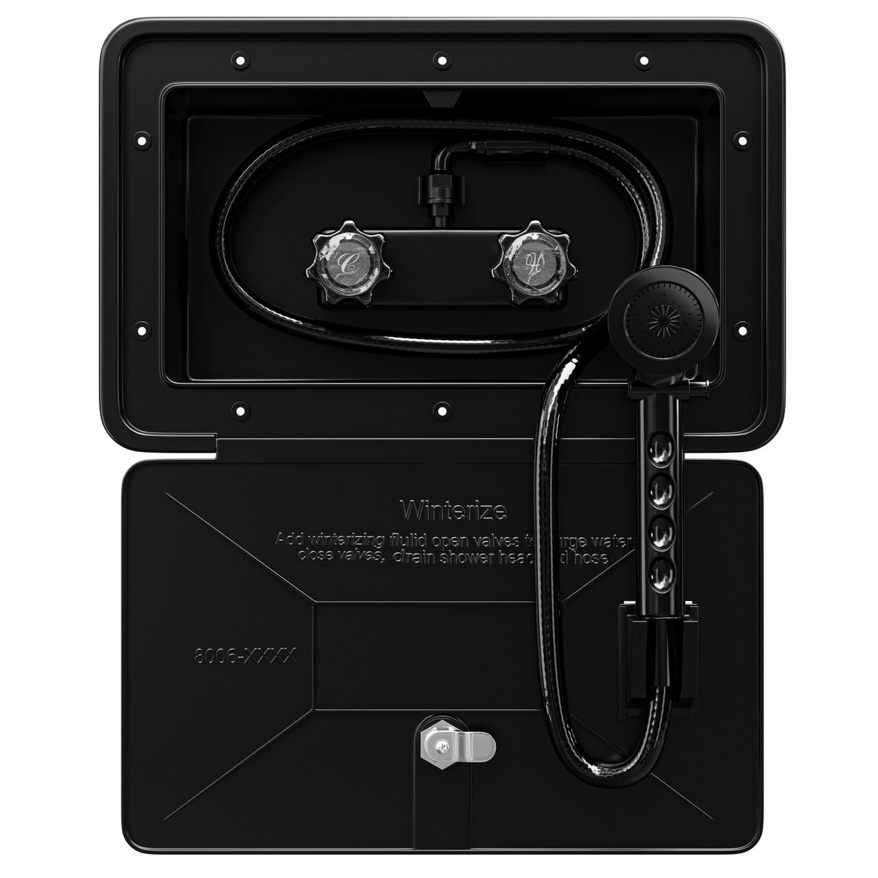  Leisure Coachworks RV Exterior Shower Box Kit ABS Hose Camper Trailer Cowboy Shower (Black) 
