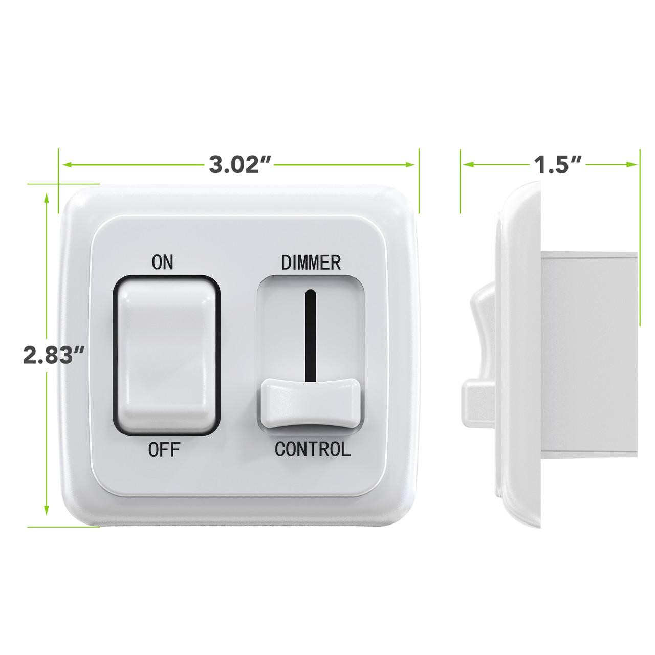 Leisure LED Contemporary On-Off Toggle with Large High Side Dimmer Switch, 12-Volt, for RV, Trailer, Camper