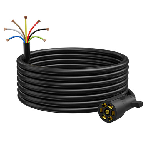 Leisure Cords 7 Way Inline Trailer Cord with Weatherproof Double Prongs Connector (12 Feet)  Leisure Cords 7 Way Inline Trailer Cord with Weatherproof Double Prongs Connector (12 Feet)