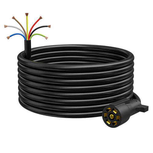 Leisure Cords 7 Way Inline Trailer Cord with Weatherproof Double Prongs Connector (15 Feet)  Leisure Cords 7 Way Inline Trailer Cord with Weatherproof Double Prongs Connector (15 Feet)