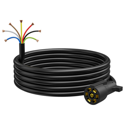 Leisure Cords 7 Way Inline Trailer Cord with Weatherproof Double Prongs Connector (8 Feet)  Leisure Cords 7 Way Inline Trailer Cord with Weatherproof Double Prongs Connector (8 Feet)
