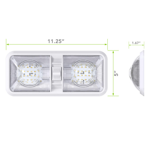  Leisure LED RV LED Ceiling Double Dome Interior Light Fixture with ON/Off Switch Natural White 4000-4500K 48-2835SMD 