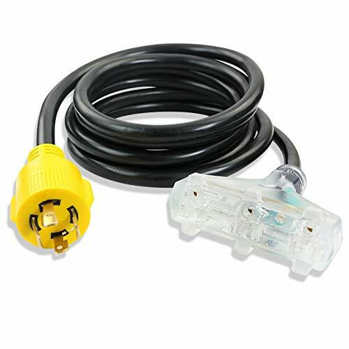 Leisure Cords Gen RV 30 Amp to 15 Amp Tri-Outlet 4-Prong Generator Power Cord, 10 Gauge Heavy Duty L14-30 to 3X 5-15R 125/250V 7500W Leisure Cords Gen RV 30 Amp to 15 Amp Tri-Outlet 4-Prong Generator Power Cord, 10 Gauge Heavy Duty L14-30 to 3X 5-15R 125/250V 7500W