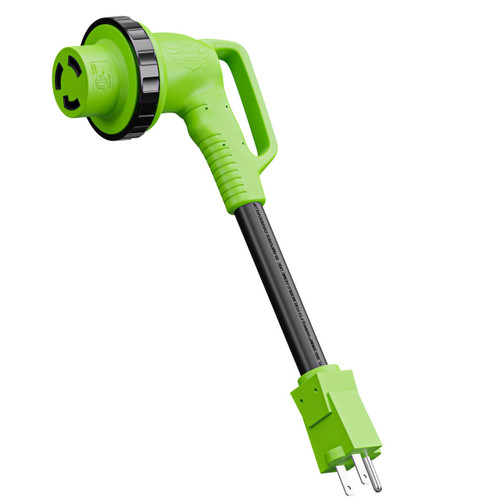 Leisure Cords 12" 90-Degree Dogbone RV Adapter 15 Amp Male and 30-Amp Female with Twist Lock and LED Indicator (15 Amp Male - 30 Amp Female Twist)  Leisure Cords 12" 90-Degree Dogbone RV Adapter 15 Amp Male and 30-Amp Female with Twist Lock and LED Indicator (15 Amp Male - 30 Amp Female Twist)