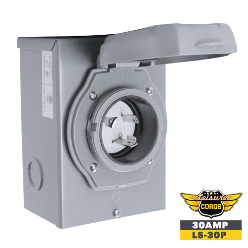 Leisure Cords 30 Amp Generator Power Inlet Box NEMA L5-30P 120 Volt ETL Listed Leisure Cords 30 Amp Generator Power Inlet Box NEMA L5-30P 120 Volt ETL Listed