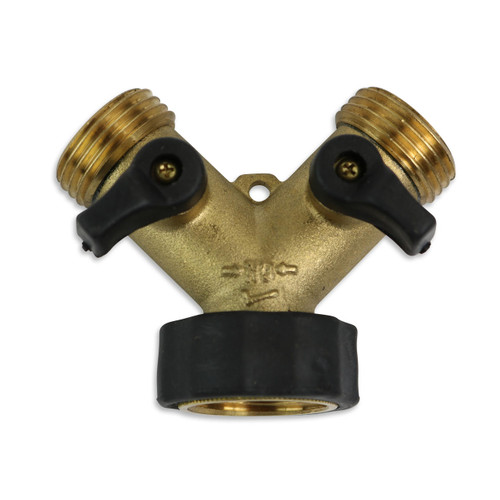 RV Travel Trailer Camper ¾ Water Hose 2 Way Brass Y Valve Adapter RV Travel Trailer Camper ¾ Water Hose 2 Way Brass Y Valve Adapter