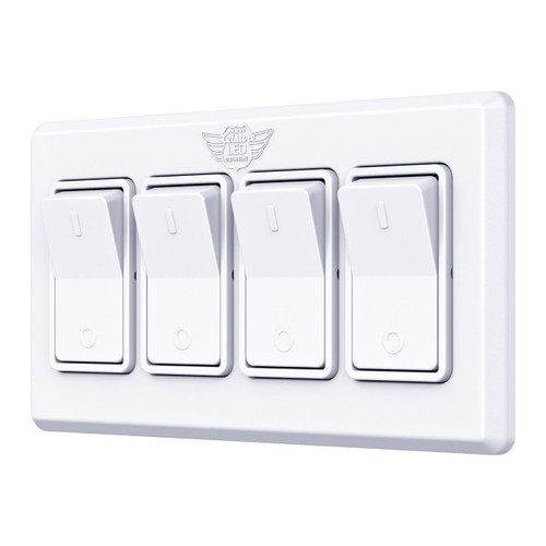 Leisure LED Modern Quadruple SPST On-Off Switch with Bezel, 12-Volt, for RV, Trailer, Camper, with Label Sticker