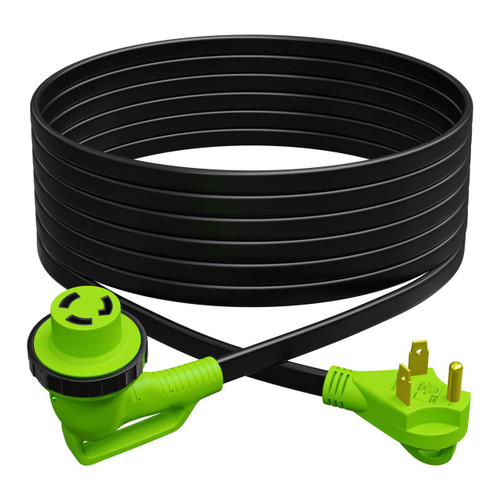 Leisure Cords 90 Degree Low Profile, Flexible 36' Power/Extension Cord with 30 AMP Male Standard / 30 AMP Female 90 Degree Locking Adapter (30 Amp - 36 Foot)   Leisure Cords 90 Degree Low Profile, Flexible 36' Power/Extension Cord with 30 AMP Male Standard / 30 AMP Female 90 Degree Locking Adapter (30 Amp - 36 Foot)