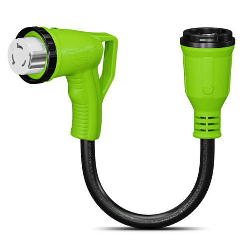 Leisure Cords 90-Degree Dogbone RV Adapter 50 Amp Female with Twist Lock and LED Power indicator and 50 Amp Male with Twist Lock (50 Amp Male Twist - 50 Amp Female Twist) Leisure Cords 90-Degree Dogbone RV Adapter 50 Amp Female with Twist Lock and LED Power indicator and 50 Amp Male with Twist Lock (50 Amp Male Twist - 50 Amp Female Twist)