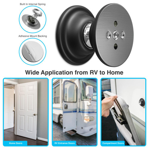  Leisure Locks RV Magnetic Door Catch and Holder Kit for RV Baggage Storage Door Campers Trailers and Motor Homes (Black) 