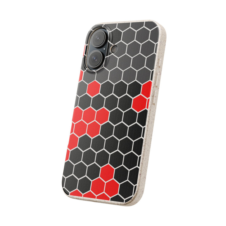 Black and Red Honeycomb Biodegradable Phone Case 1