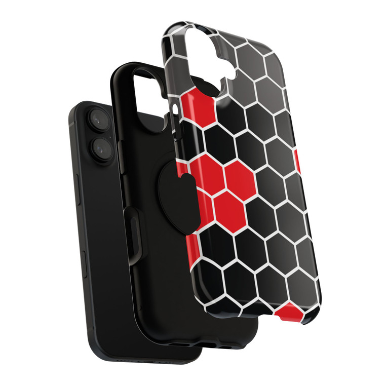 Black and Red Honeycomb Impact-Resistant Cases 1