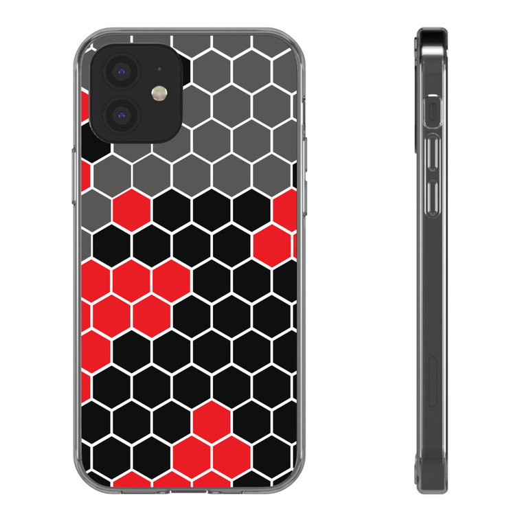 Black and Red Honeycomb Clear Case 1